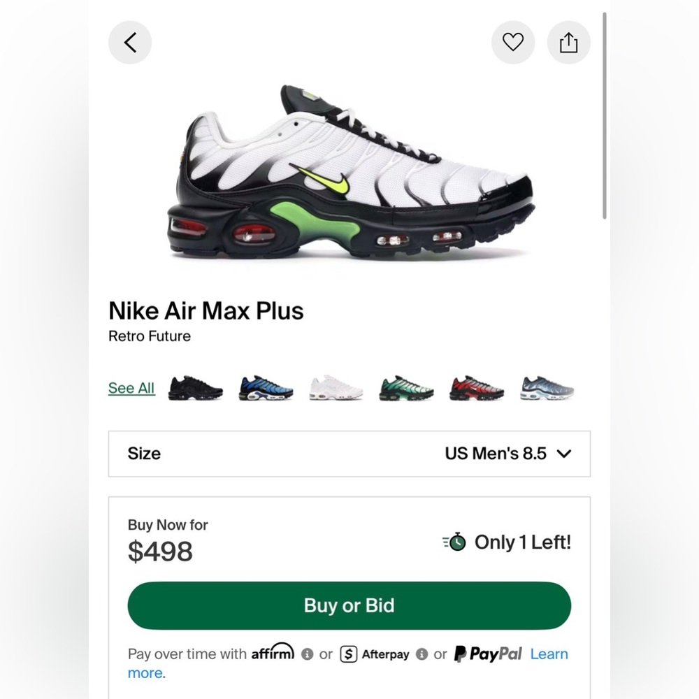 🔥 Nike Air Max Plus “Retro Future” — Size 8 — AJ2013-100 🔥